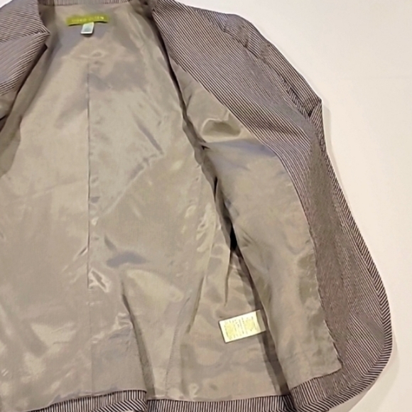 Sigrid Olsen Duo Color Seersucker 100% Cotton Striped Short Jacket Gray 6 - Picture 11 of 16